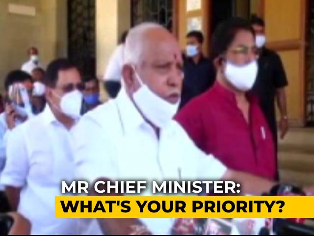 Amid Surge In COVID-19 Cases, Karnataka Chief Minister's  Puja For Statue