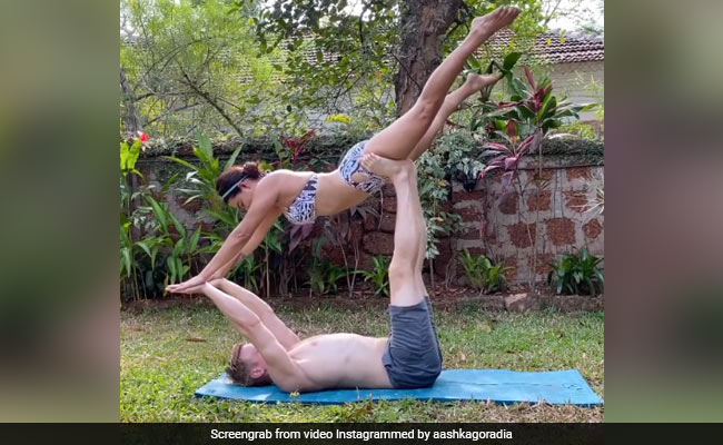 International Yoga Day 2020: Aashka Goradia's Intense Yoga Session With Husband Brent Goble