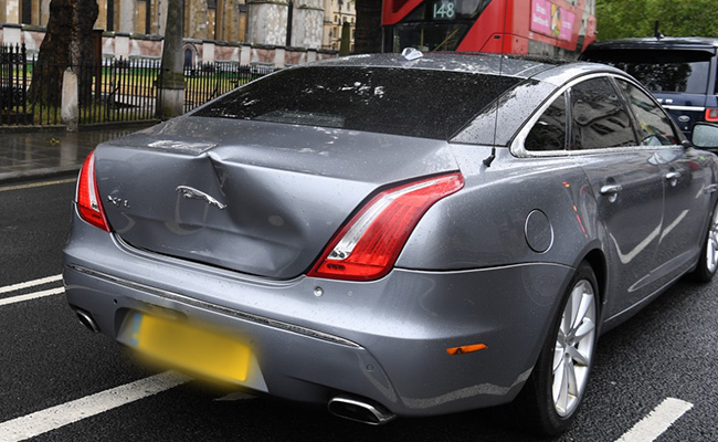 Boris Johnson's Car Hit In Collision Outside Parliament In London