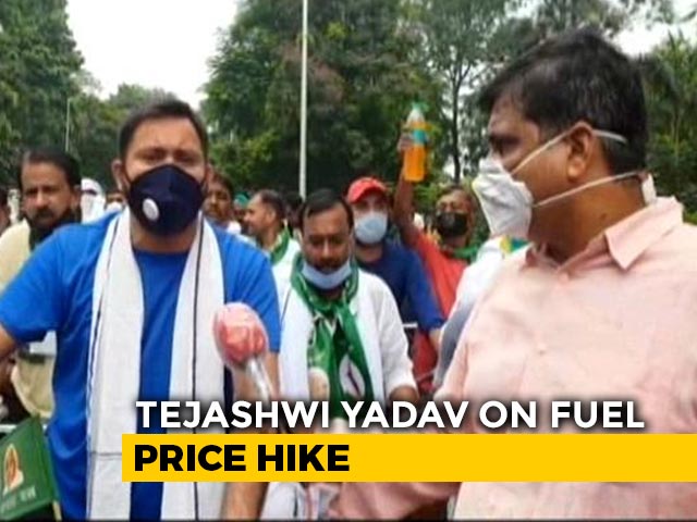 "Government Impulsively Increasing Fuel Prices": Tejashwi Yadav Takes Out Cycle March