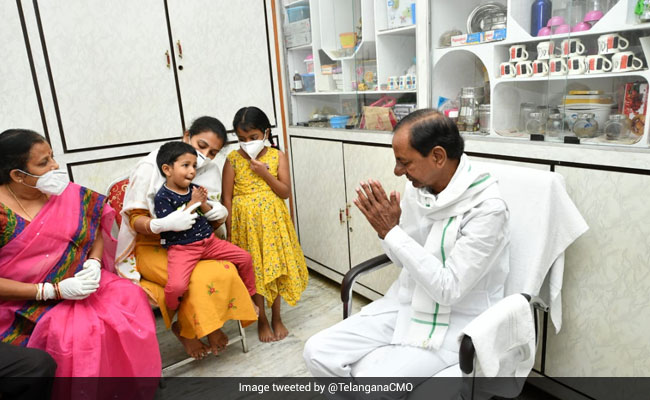 K Chandrashekhar Rao Visits Family Of Colonel Santosh Babu Killed In Galwan Valley Clashes