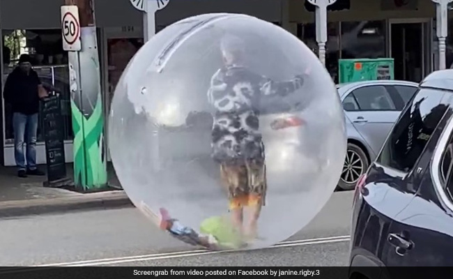 Man Walks Around In Giant Plastic Bubble Amid Pandemic. Watch