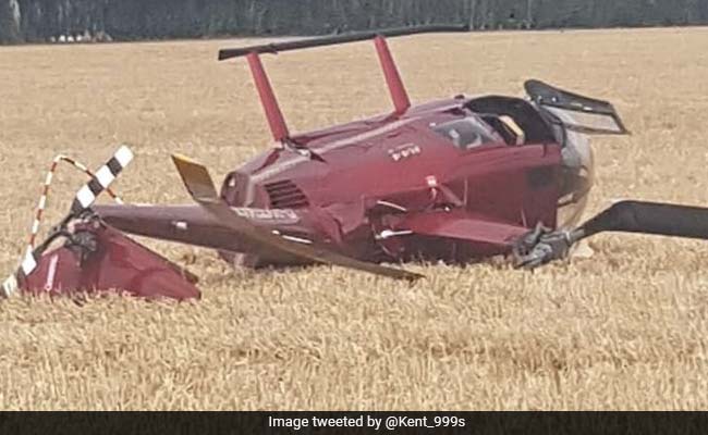 Miraculous Escape For 4 People After Helicopter Crashes In Field