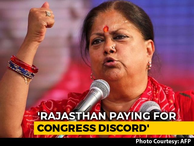 "Rajasthan People Are Paying For Congress Discord": BJP's Vasundhara Raje