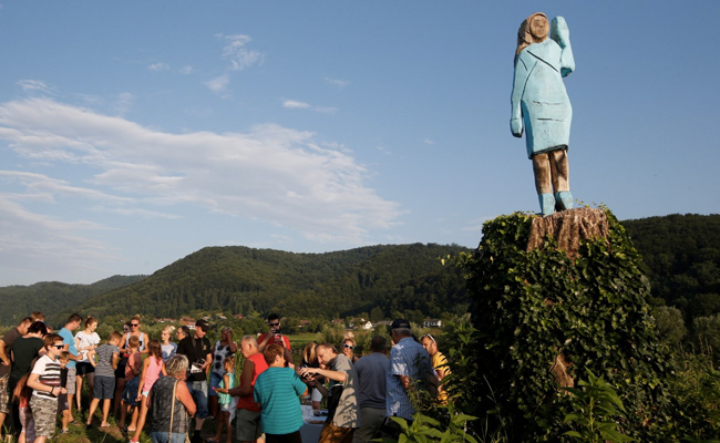 Melania Trump Statue Set On Fire Near Her Hometown In Slovenia