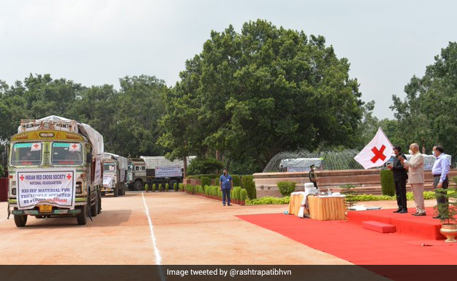 President Flags Off Relief Material For The Flood-Hit In Assam, Bihar, UP