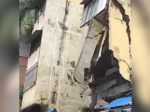 On Camera, Portion Of Building In Rain-Hit Mumbai Collapses