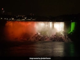 "India In All Its Magnificence": Niagara Falls In National Flag Colours "India In All Its Magnificence": Niagara Falls In National Flag Colours