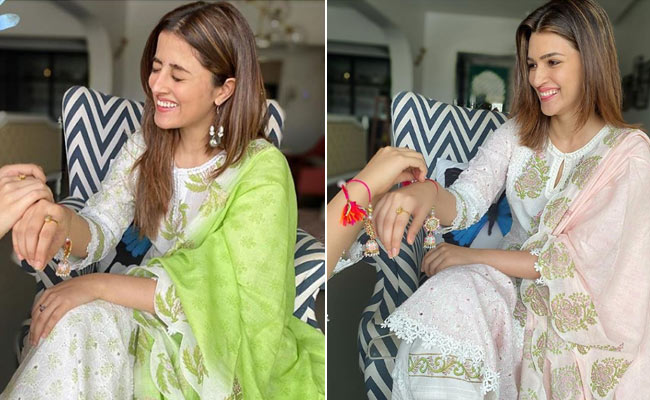 कृति सेनन और नुपूर सेनन ने एक दूसरे को बांधी राखी, यू्ं मनाया रक्षा बंधन- देखें Photos