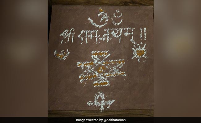 Ram Mandir <i>Bhoomi Pujan</i>: On Big Ayodhya Day, Nirmala Sitharaman Tweets Pic Of <i>Rangoli</i> At Her Home