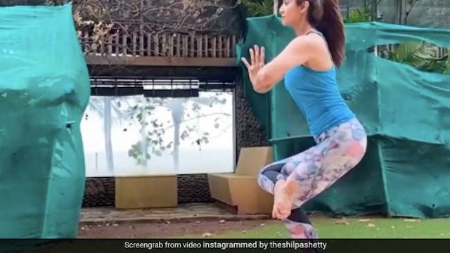 Shilpa Shetty does utkatasana or chair pose in her recent IGTV