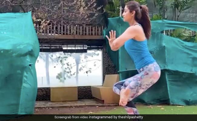 Shilpa Shetty does utkatasana or chair pose in her recent IGTV