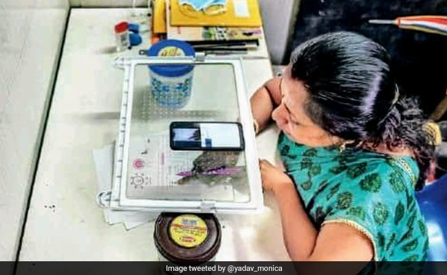 Teacher's <i>'Jugaad'</i> For Online Class Using Refrigerator Tray Wins Praise