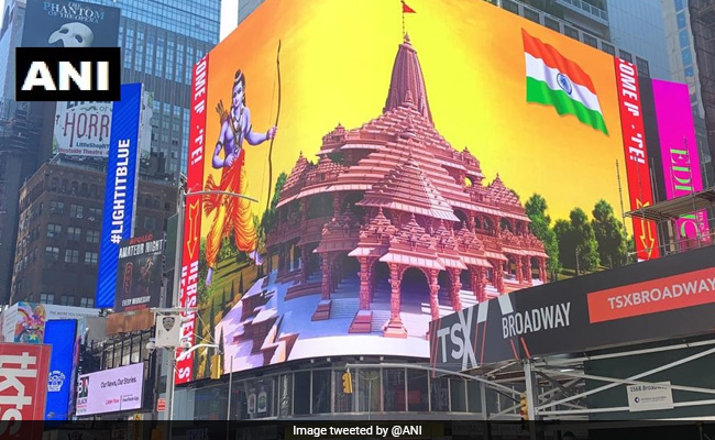 Ayodhya Temple Model Beams In New York's Iconic Times Square