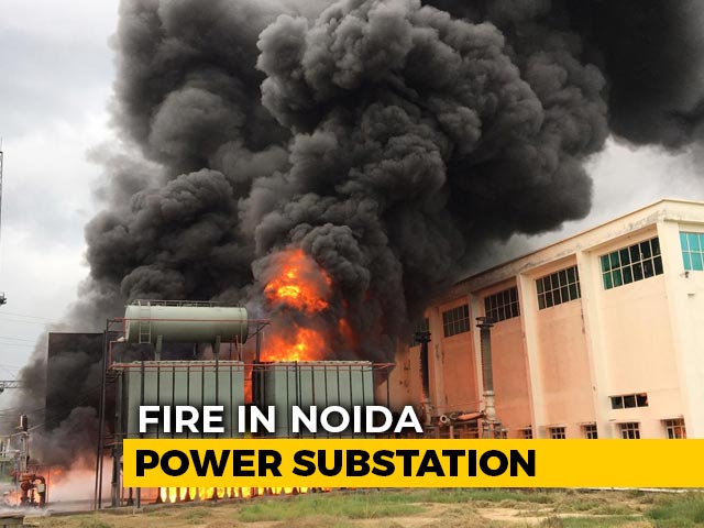 Huge Fire At Power Substation In Noida Amid Rain, Fire Engines At Site