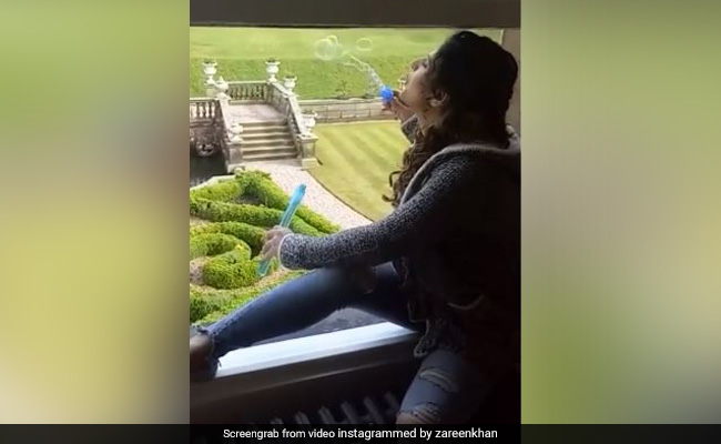 Zareen Khan खिड़की पर बैठकर बना रही थीं बुलबुले, सोशल मीडिया पर वायरल हो रहा है Video