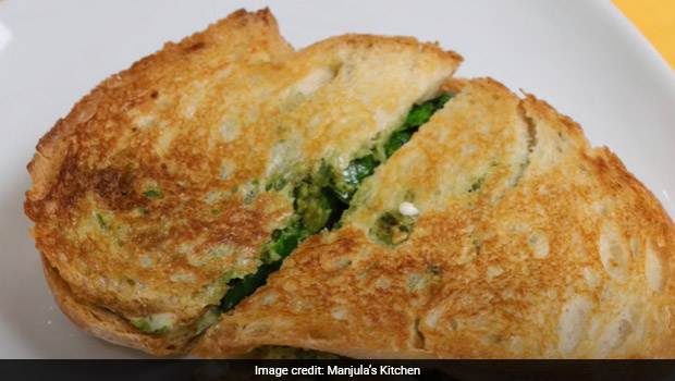 Watch: High-Protein Veg Grilled Sandwich Recipe With Spinach And Basil-Based Pesto Sauce