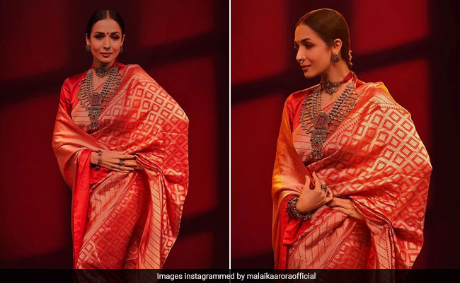 Malaika Arora Paints The Town Red In A Benarasi Saree