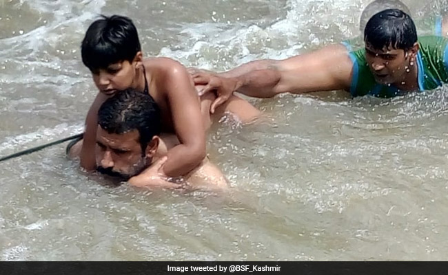 Video Shows BSF Constable, Cop Save Child From Drowning In River In J&K