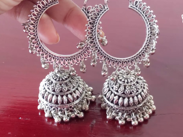 Fashion Jewellery Review: YouBella Oxidised Silver Toned Jhumkas