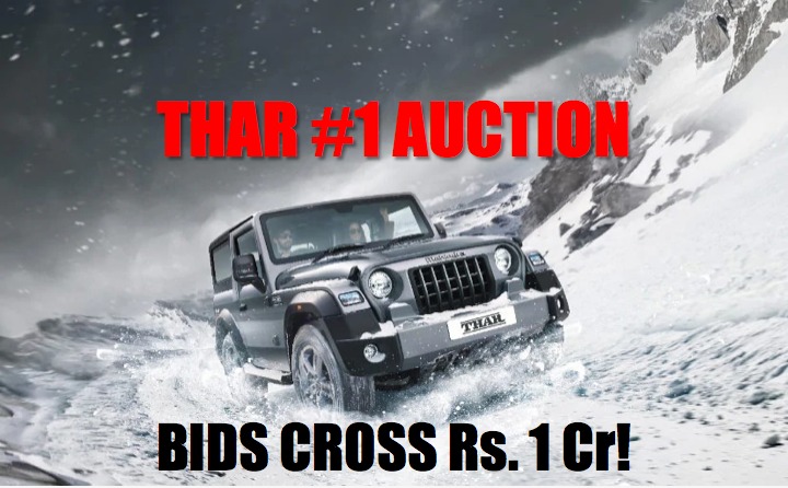 Mahindra Thar#1 Auction Hits The Rs. 1 Crore Mark