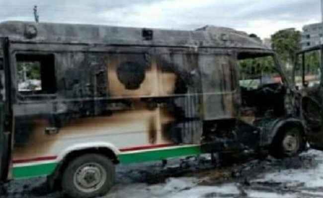Man Sets Ambulance On Fire In Front Of Police Station In Andhra Pradesh