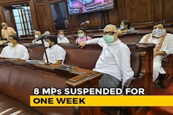 8 Suspended Rajya Sabha Members Refuse To Leave, Later Protest Outside 8 Suspended Rajya Sabha Members Refuse To Leave, Later Protest Outside