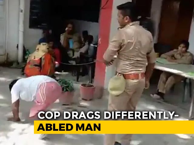 UP Cop Drags Differently-Abled Man, Pushes Him To Ground; Suspended