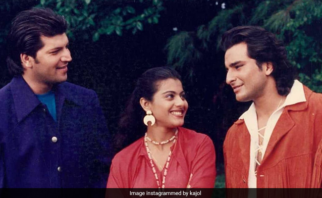 This BTS Pic Of Kajol, Saif Ali Khan And Aditya Pancholi Was Clicked 23 Years Ago. Can You Guess The Film?
