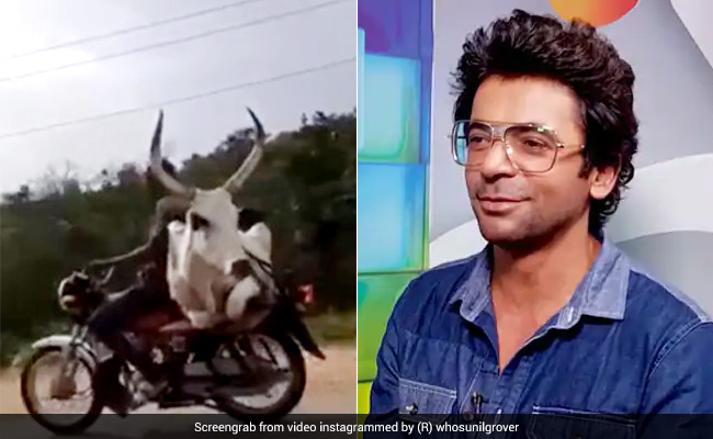 बैल को बाइक पर बैठाकर ले जा रहा शख्स, सुनील ग्रोवर ने शेयर किया फनी Video