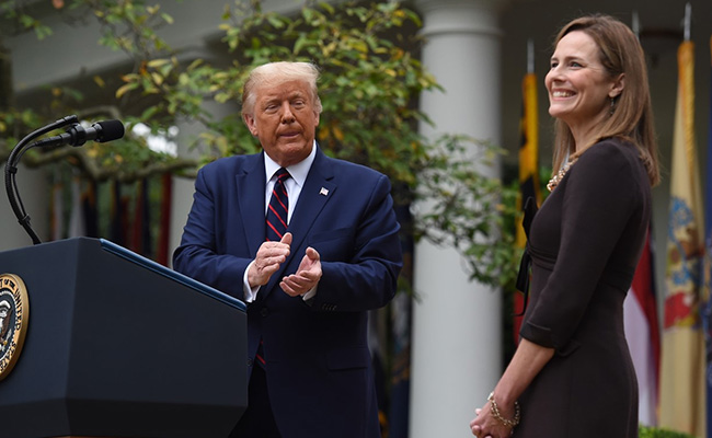Trump Says Senate Will "Easily" Confirm Amy Coney Barrett Before Election