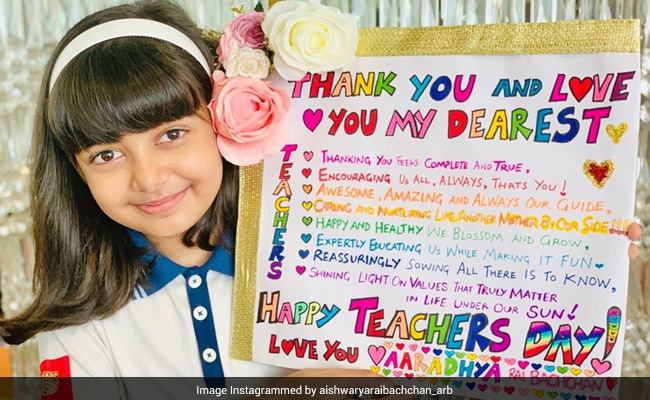 Aaradhya's Teachers' Day Greeting Is As Adorable As Her. Pic Courtesy Aishwarya Rai Bachchan