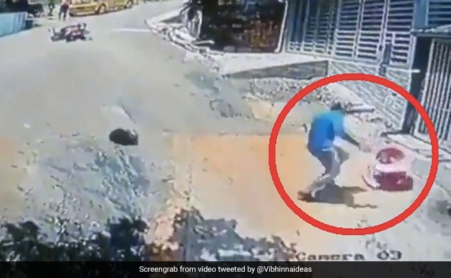 Viral Video: Man Jumps Off Motorcycle, Saves Toddler Rolling Down Hill At High Speed
