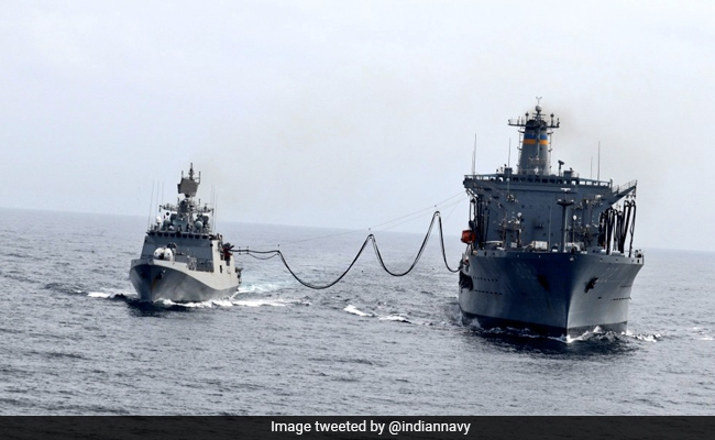 INS Talwar Refuels With US Navy Tanker In Arabian Sea