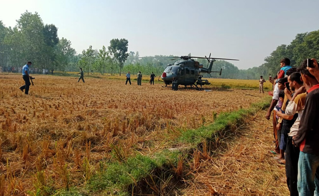 IAF Chopper Makes Precautionary Landing In UP Field, Huge Crowd Gathers
