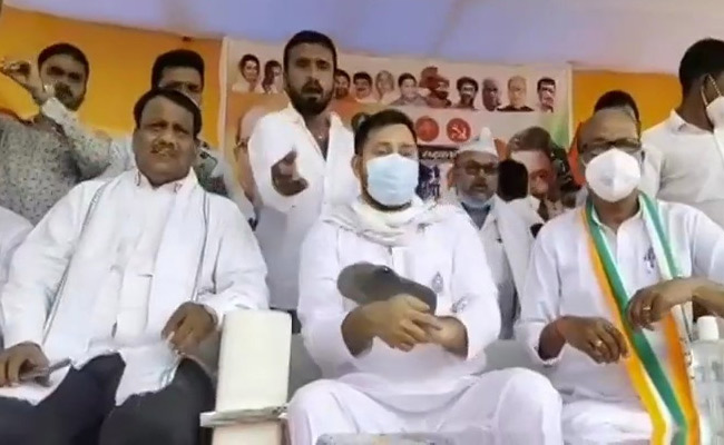 On Camera, Slipper Thrown At RJD's Tejashwi Yadav At Bihar Poll Rally