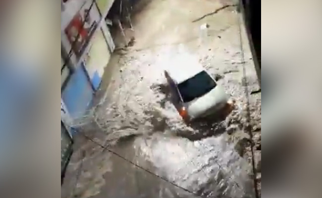 On Camera, Flooded Streets, Cars Floating Amid Heavy Rain In Hyderabad