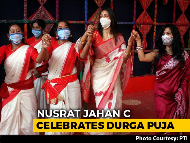 Watch: Trinamool's Nusrat Jahan Dances, Plays Dhak For Durga Puja