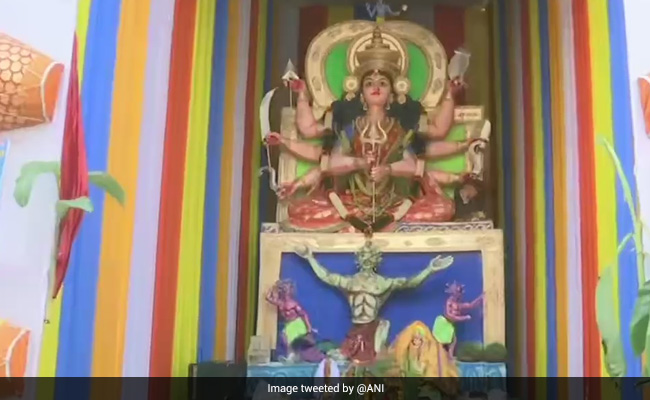 31-Foot Idol Of Goddess Durga Slaying COVID-19 Set Up In Hyderabad