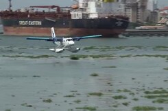 Sea Plane Lands In Kerala Channel, Top Naval Officers Greet Crew Sea Plane Lands In Kerala Channel, Top Naval Officers Greet Crew