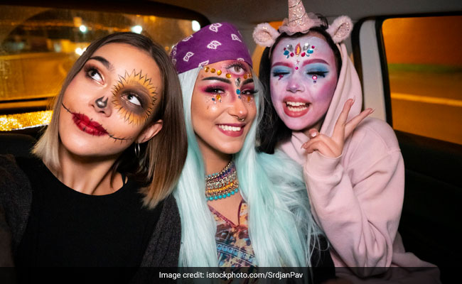 sachin and babi light blue dress Kylie Jenner's 12 Best Halloween Outfits, From Xtina To Elvira
