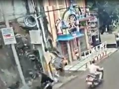 Caught On Camera, Hyderabad Woman's Narrow Escape As Building Collapses