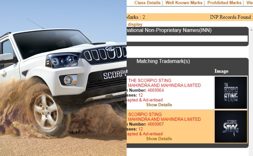Mahindra Trademarks 'The Scorpio Sting' Name; Could It Be The Next-Generation Scorpio Moniker?