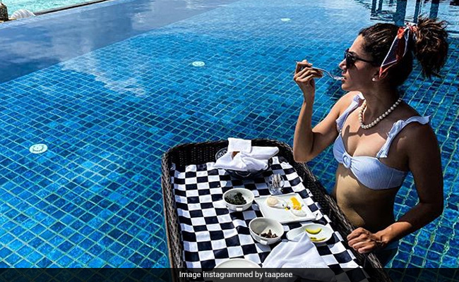 Taapsee Pannu Soaks Up The Maldives Sun In A Pretty Ruffle Bikini