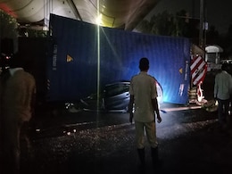 Car Crushed Flat After Truck Topples On It In South Delhi, Two Killed Car Crushed Flat After Truck Topples On It In South Delhi, Two Killed