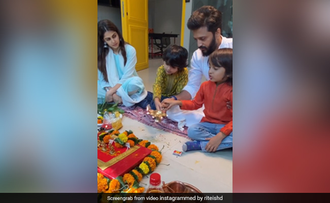 Dussehra 2020: Inside Riteish Deshmukh's Festivities With Genelia D'Souza And Sons Riaan And Rahyl
