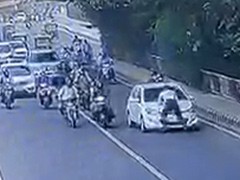 Caught On Camera: Cop Holds On To Bonnet As Car Speeds On Delhi Road