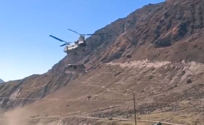Watch: Chinook Helicopter Carries Debris Of IAF Helicopter From Kedarnath