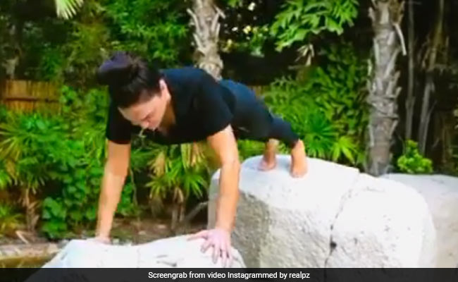 Preity Zinta does push-ups after doing yoga