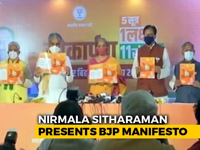 BJP Promises 19 Lakh Jobs, Free Covid Vaccination In Bihar Manifesto